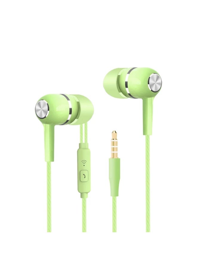 GOOJODOQ Wire Control Headset With Mic - Green Colour (3.5mm) - Image 1
